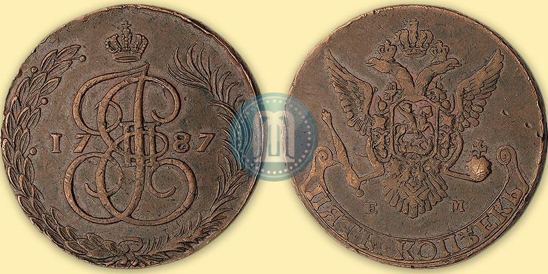 Фото 5 копеек 1787 года ЕМ 