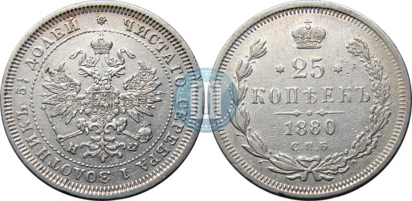 Фото 25 копеек 1880 года СПБ-НФ 