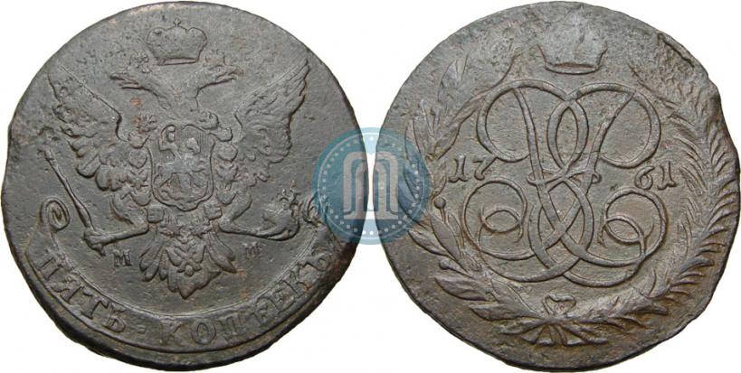 Фото 5 копеек 1761 года ММ 