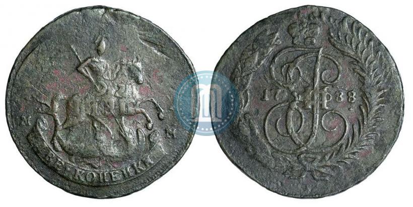 Фото 2 копейки 1788 года ММ 