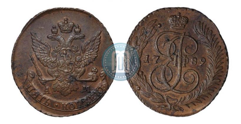Фото 5 копеек 1789 года АМ 