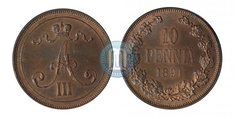 Picture 10 pennia 1891 year  