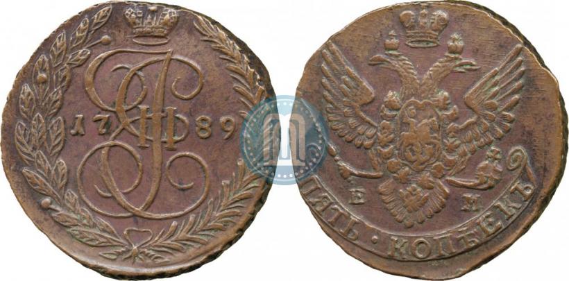 Фото 5 копеек 1789 года ЕМ 