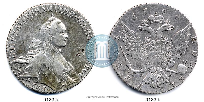 Фото 1 рубль 1764 года СПБ-СА 