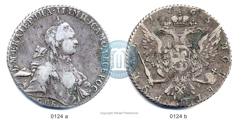Фото 1 рубль 1765 года СПБ-СА 