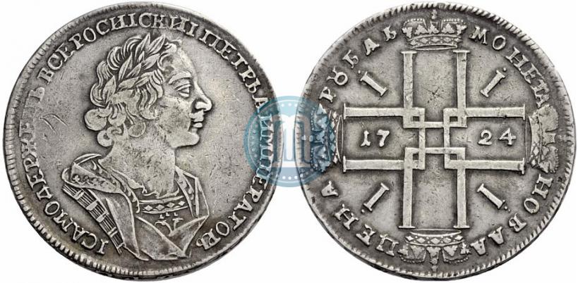 Фото 1 рубль 1724 года  "Портрет в античных доспехах"