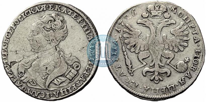 Фото Полтина 1726 года  "Московский тип, портрет влево"