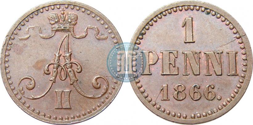 Фото 1 пенни 1866 года  
