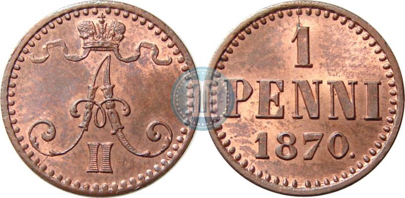 Фото 1 пенни 1870 года  