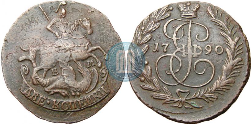 Picture 2 kopecks 1790 year ЕМ 