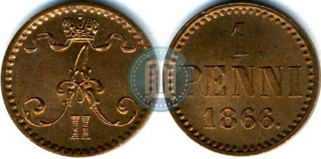Фото 1 пенни 1866 года  