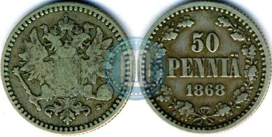 Фото 50 пенни 1868 года S 