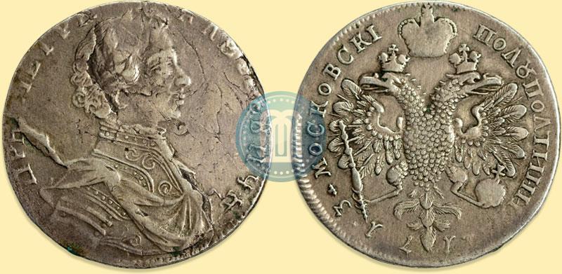 Фото Полуполтинник 1713 года G "Портрет работы С. Гуэна"