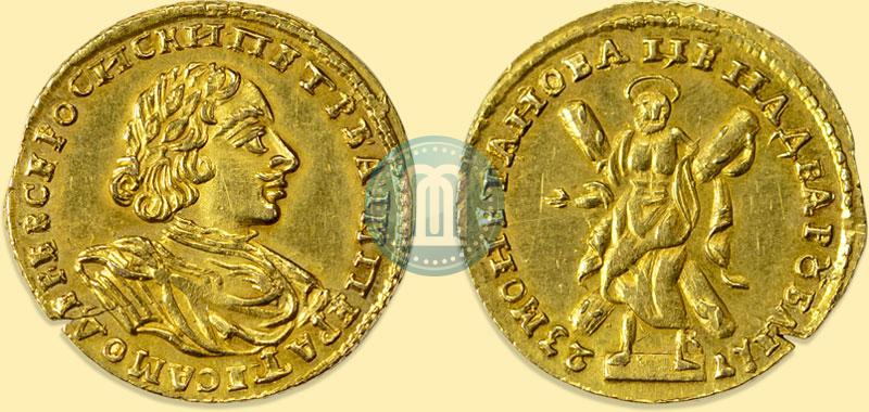 Picture 2 roubles 1723 year  "Portrait in armour"