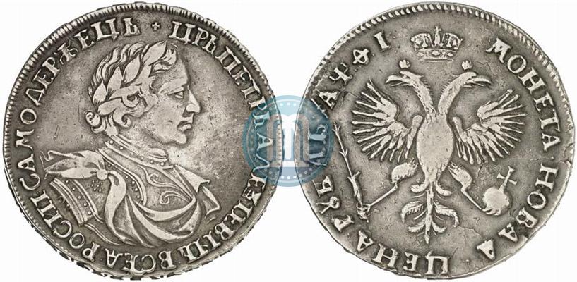 Фото 1 рубль 1719 года OK "Портрет в латах"