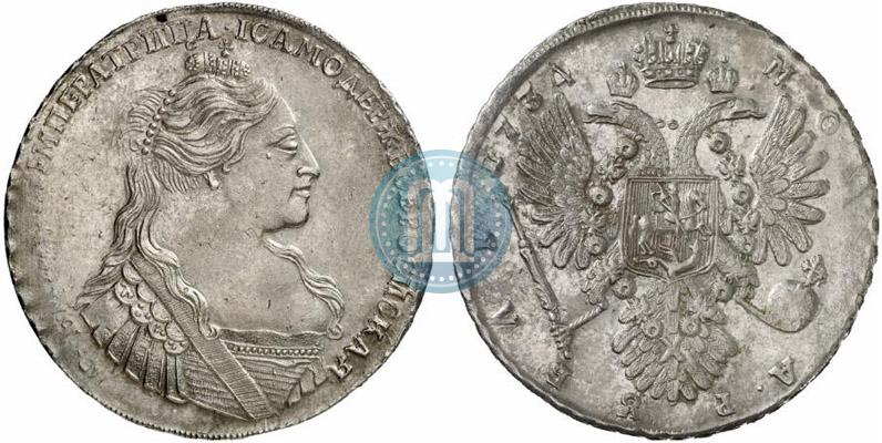 Фото 1 рубль 1734 года  "Тип 1735 года"