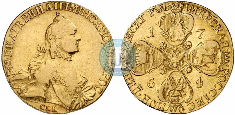 Фото 10 рублей 1764 года СПБ 