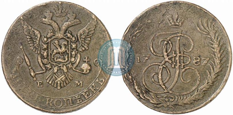 Фото 5 копеек 1787 года ЕМ 