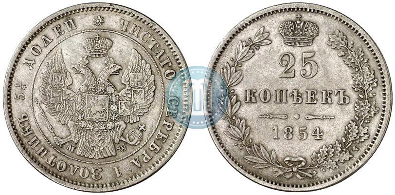Picture 25 kopecks 1854 year MW 