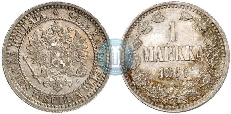 Picture 1 markka 1866 year S 