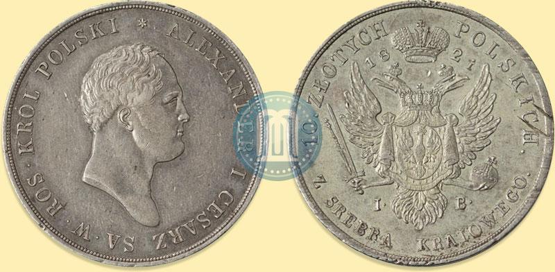 Picture 10 złotych 1821 year IB 