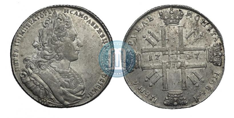 Фото 1 рубль 1727 года СПБ "Петербургский тип"