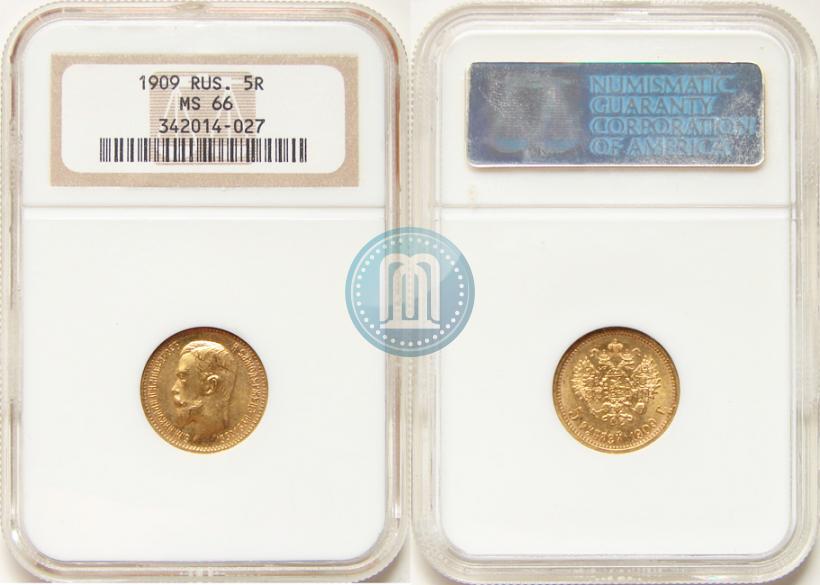 Picture 5 roubles 1909 year (ЭБ) 