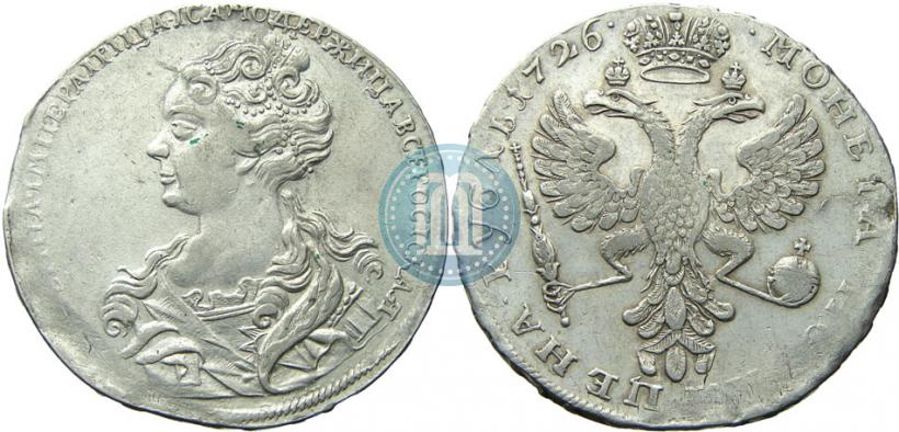 Picture 1 rouble 1726 year  "Moscow type, portrait turned to the left"