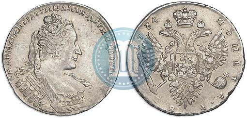Фото 1 рубль 1734 года  "Тип 1732 года"