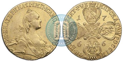 Picture 10 roubles 1766 year СПБ 