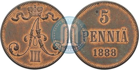 Picture 5 pennia 1888 year  