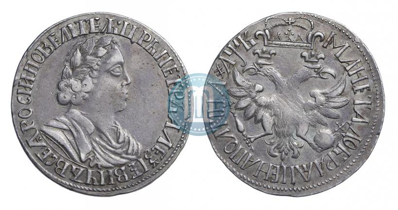 Фото Полтина 1702 года  "Без лент у венка"