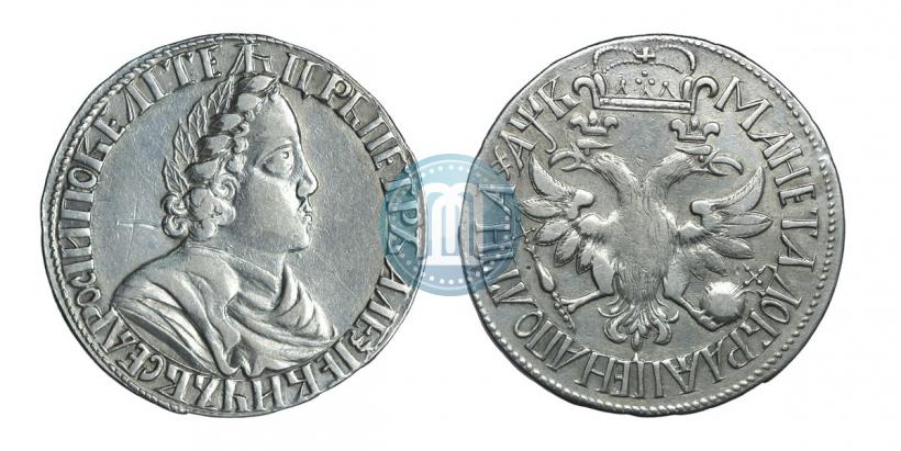 Фото Полтина 1702 года  "Без лент у венка"