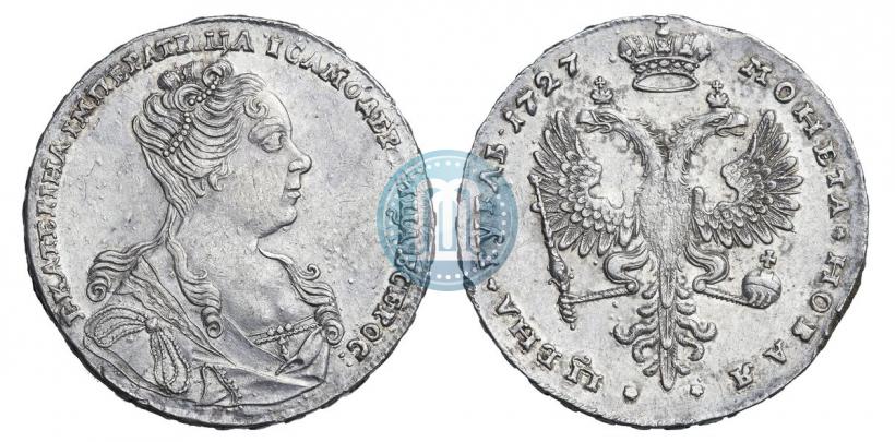 Picture 1 rouble 1727 year  "Moscow type, portrait turned to the right"