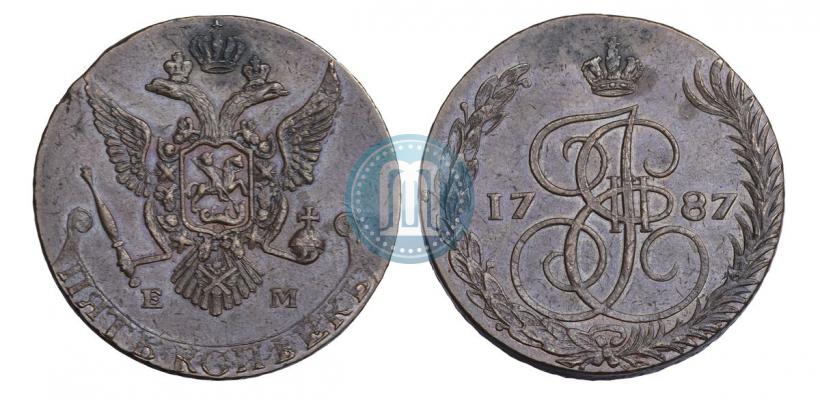 Picture 5 kopecks 1787 year ЕМ 