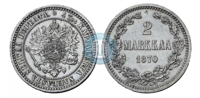 Picture 2 markkaa 1870 year S 