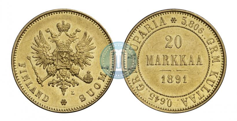 Picture 20 markkaa 1891 year L 