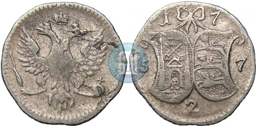 Picture 2 kopecks 1757 year  "For Livonia"