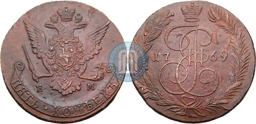 Picture 5 kopecks 1769 year ЕМ 