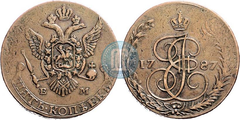 Picture 5 kopecks 1787 year ЕМ 