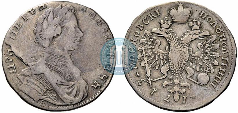 Фото Полуполтинник 1713 года G "Портрет работы С. Гуэна"