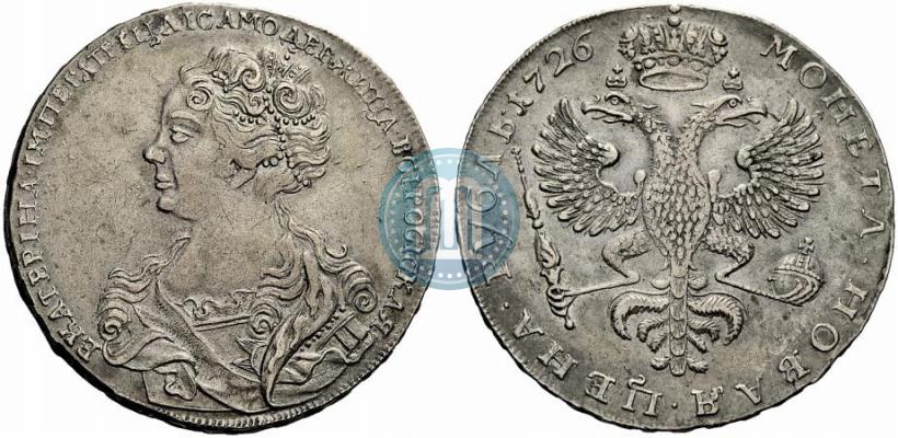 Фото 1 рубль 1726 года  "Московский тип, портрет влево"