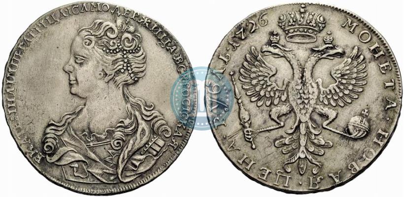 Picture 1 rouble 1726 year  "Moscow type, portrait turned to the left"