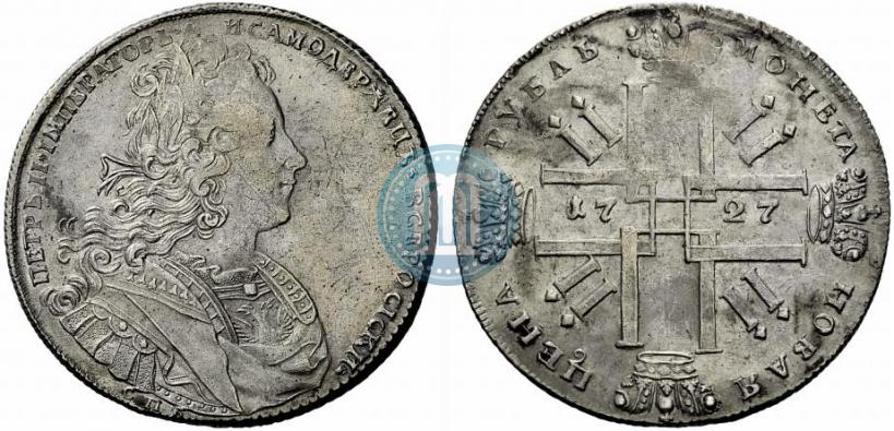 Фото 1 рубль 1727 года СПБ "Петербургский тип"