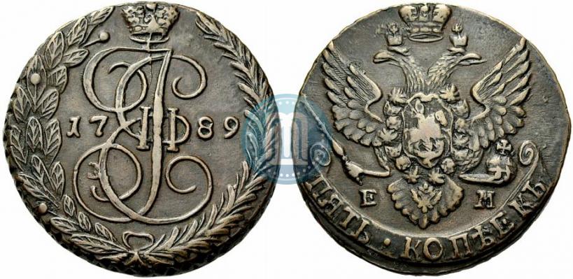 Фото 5 копеек 1789 года ЕМ 
