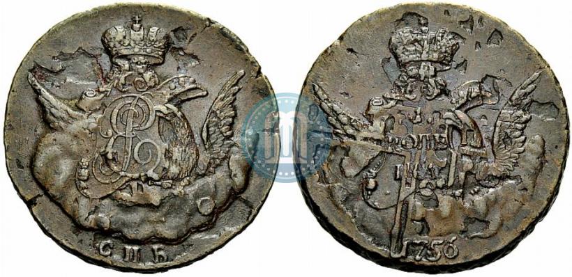 Picture 1 kopeck 1756 year СПБ 