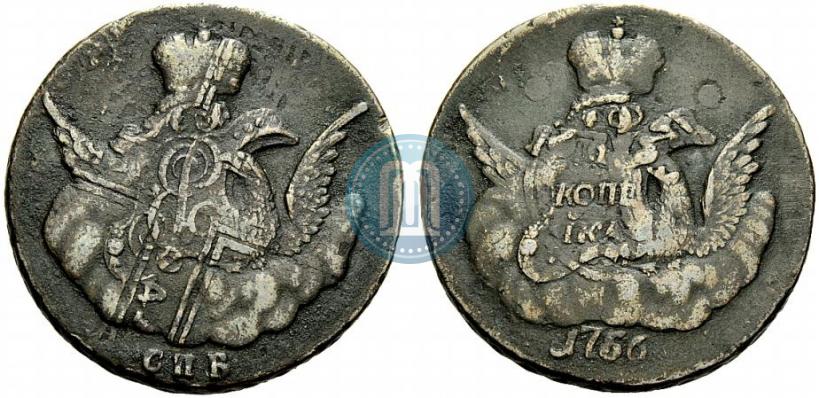 Picture 1 kopeck 1756 year СПБ 