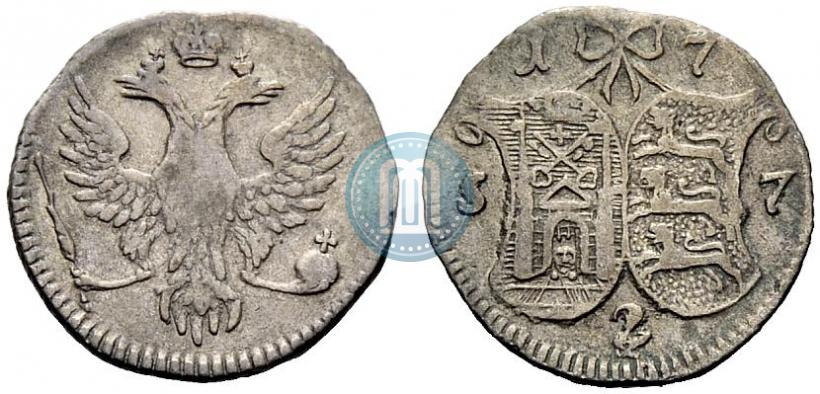 Picture 2 kopecks 1757 year  "For Livonia"