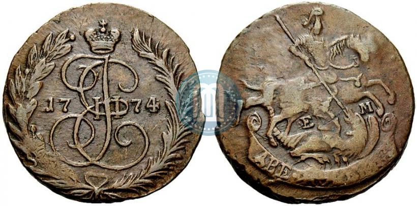 Picture 2 kopecks 1774 year ЕМ 