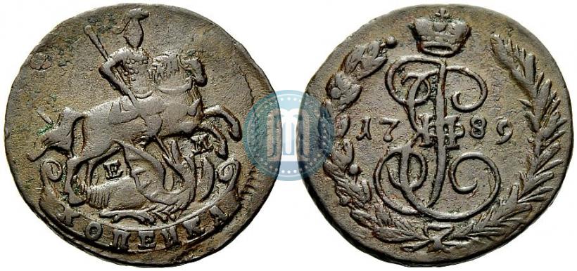 Picture 1 kopeck 1789 year ЕМ 